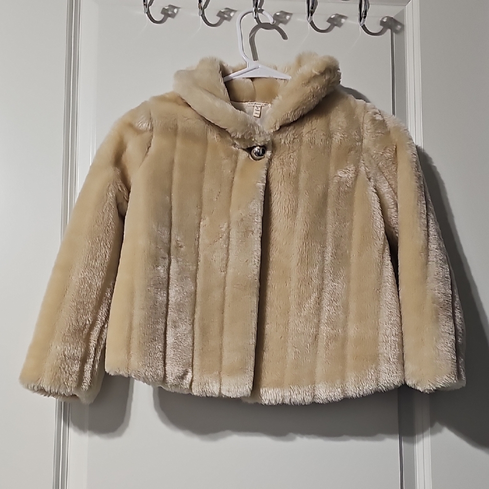 Monteau Kids Faux Fur Jacket - Tan